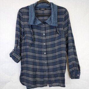 Eric Alexandre Camp Shirt Womens EU 42 US L Plaid Convertible Sleeve City Preppy